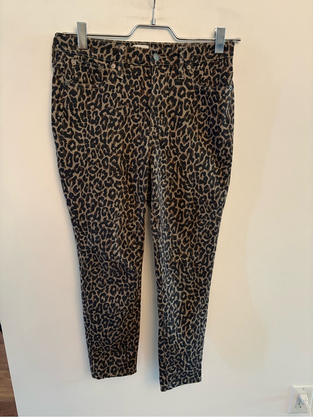 J. Crew High Rise Toothpick Leopard Print Denim Pants size 29